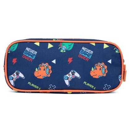 Imagem de Kit Mochila Rodinha Infantil Dino Polo One Estojo Escolar Lancheira Térmica Resistente