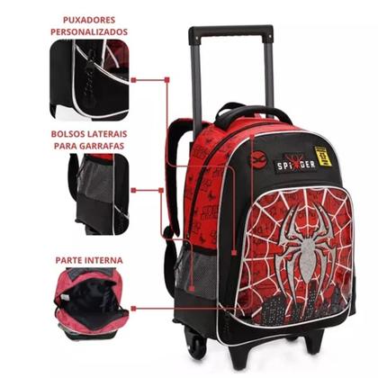 Imagem de Kit Mochila Rodinha Infantil Menino 3 Peças Homem Aranha