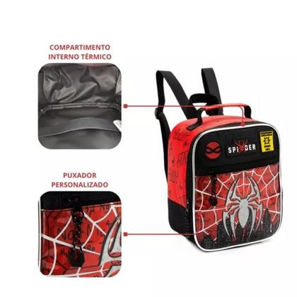 Imagem de Kit Mochila Rodinha Infantil Menino 3 Peças Homem Aranha