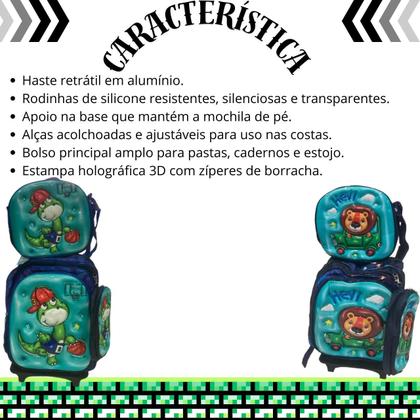 Imagem de Kit Mochila Rodinha Infantil  Menino Lancheira Térmica Estojo Organizador