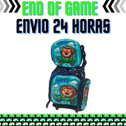 Imagem de Kit Mochila Rodinha Infantil  Menino Lancheira Térmica Estojo Organizador