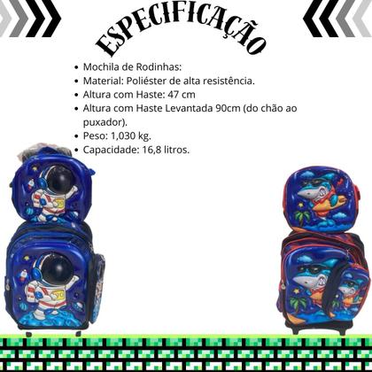 Imagem de Kit Mochila Rodinha Infantil  Menino Lancheira Térmica Estojo Organizador