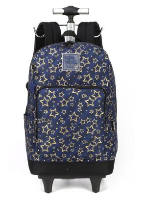 Imagem de Kit Mochila Rodinha Juvenil Masculina Estampa Metalizada Up4You 46622