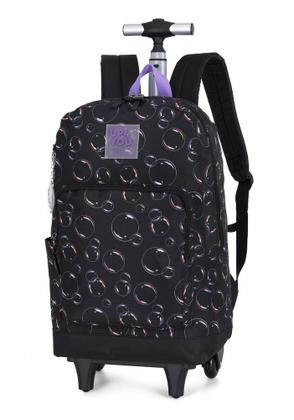 Imagem de Kit Mochila Rodinha Juvenil Masculina Estampa Metalizada Up4You 46622