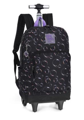Imagem de Kit Mochila Rodinha Juvenil Masculina Estampa Metalizada Up4You 46622