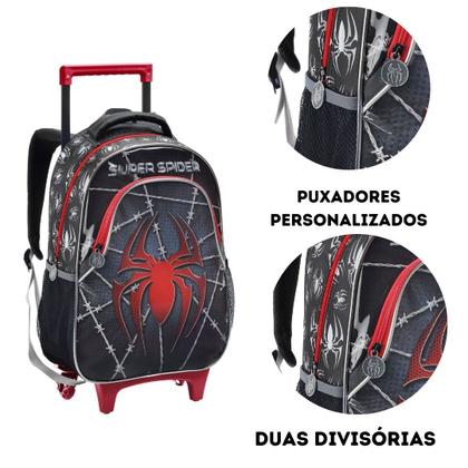 Imagem de Kit Mochila Rodinha, Lancheira E Estojo Spider Dark Aranha