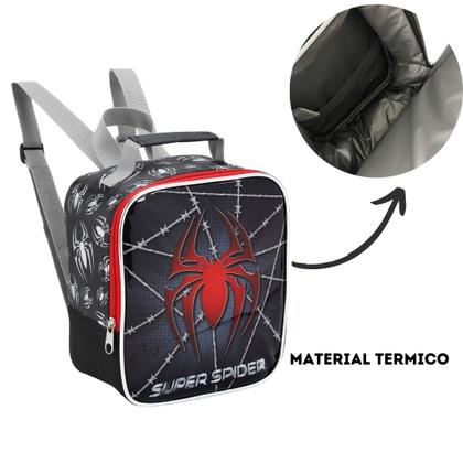 Imagem de Kit Mochila Rodinha, Lancheira E Estojo Spider Dark Aranha