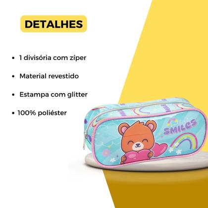 Imagem de Kit Mochila Rodinha Lancheira Estojo Animais Bichinhos