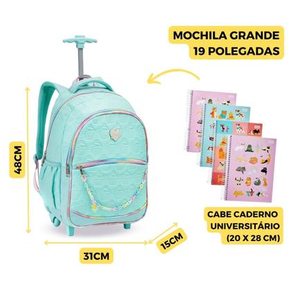 Imagem de Kit Mochila Rodinha Lancheira Estojo Cup Cake Escola Meninas