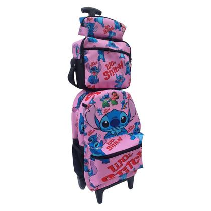 Imagem de Kit Mochila Rodinha LILO & STITCH Com Estojo E Lancheira Infantil