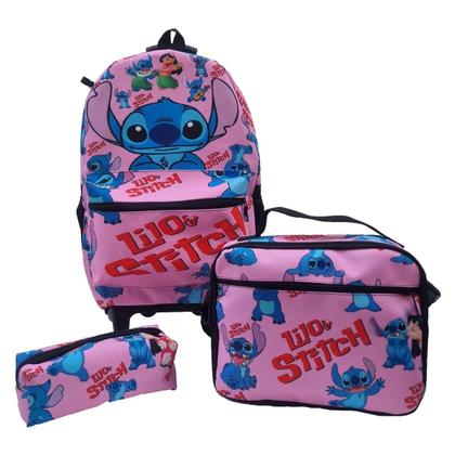Imagem de Kit Mochila Rodinha LILO & STITCH Com Estojo E Lancheira Infantil
