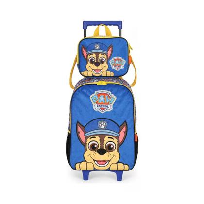 Imagem de Kit Mochila Rodinha Paw Patrol Canina + Lancheira + Estojo Duplo Original Luxcel