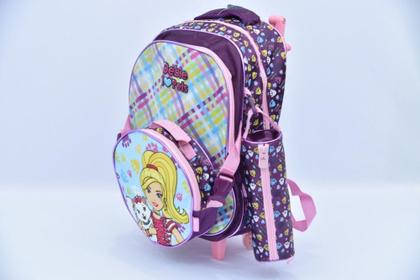 Imagem de Kit Mochila Rodinha Princesa Feminina Escolar Estampada lancheira - A&A Mega Shop97