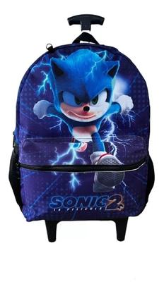 Imagem de Kit Mochila Rodinha Sonic Com Estojo E Lancheira Infantil