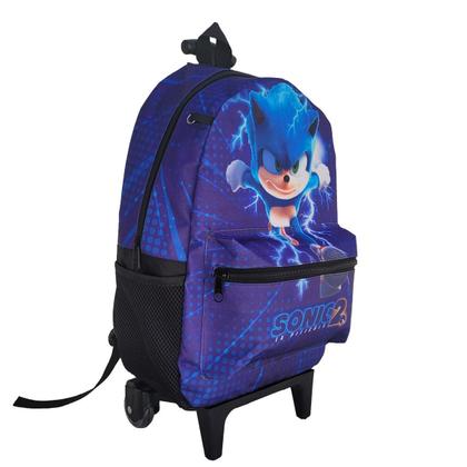 Imagem de Kit Mochila Rodinha Sonic Com Estojo E Lancheira Infantil