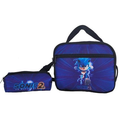 Imagem de Kit Mochila Rodinha Sonic Com Estojo E Lancheira Infantil