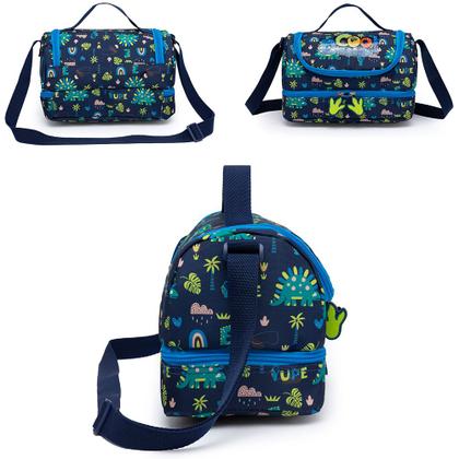 Imagem de Kit Mochila Rodinha Tubarão Menino Infantil Escolar Lancheira Térmica Estojo Organizador Moderna  YUPE