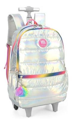 Imagem de Kit Mochila Rodinhas Arco Iris Metalizado Up4you