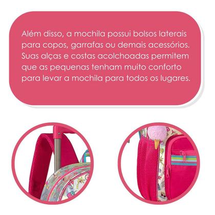 Imagem de Kit Mochila Rodinhas Holográfica Happy C/ Estojo Duplo- Clio