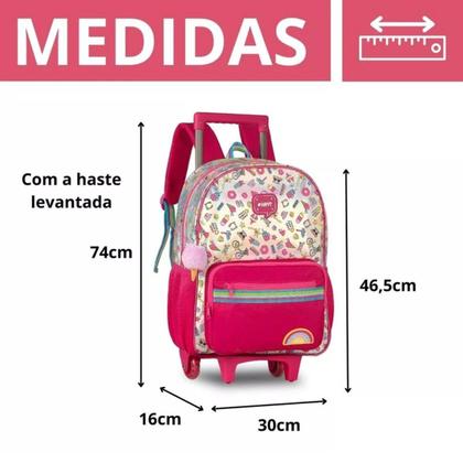 Imagem de Kit Mochila Rodinhas Holográfica Happy C/ Estojo Duplo- Clio