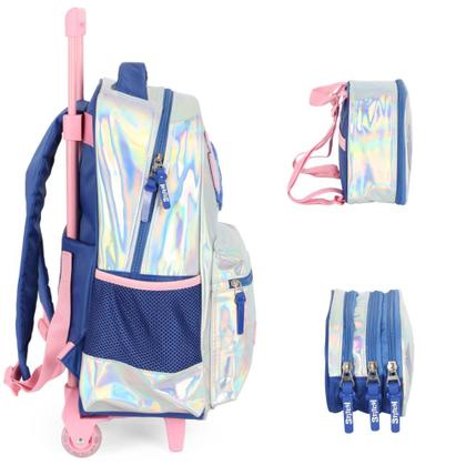 Imagem de Kit Mochila Rodinhas Holográfica STITCH DISNEY Luxcel