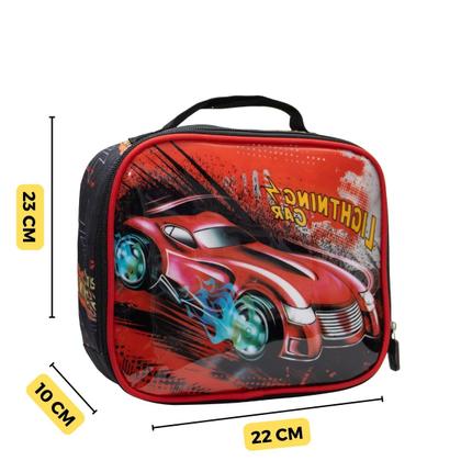 Imagem de Kit Mochila Rodinhas Infantil Escolar Menino Carros Corrida Yins