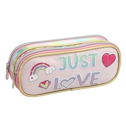 Imagem de Kit Mochila Rodinhas Infantil Just Love Menina Escolar Lancheira Estojo Seanite