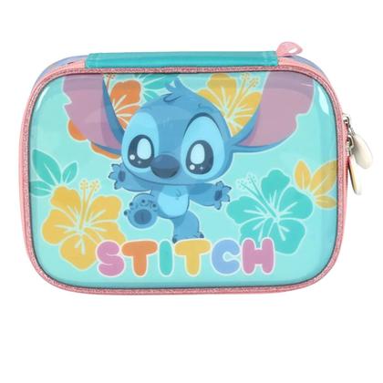 Imagem de Kit Mochila Rodinhas Infantil Lancheira Estojo Escolar Stitch Scrump Disney Turquesa Luxcel