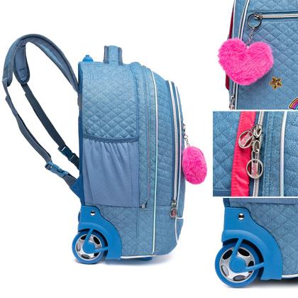 Imagem de Kit Mochila Rodinhas Juvenil Polo One Bolsa Escolar Infantil Feminina Estojo e Lancheira