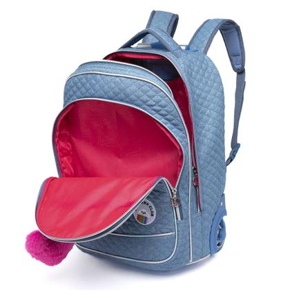 Imagem de Kit Mochila Rodinhas Juvenil Polo One Bolsa Escolar Infantil Feminina Estojo e Lancheira