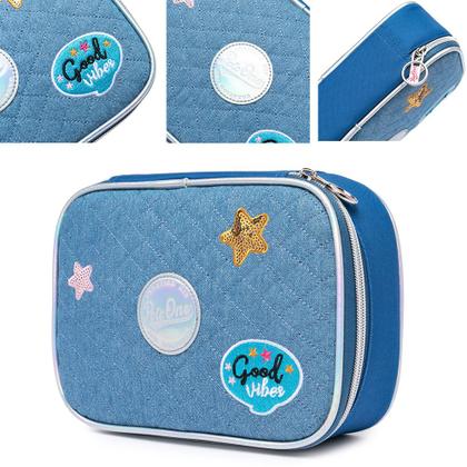 Imagem de Kit Mochila Rodinhas Juvenil Polo One Bolsa Escolar Infantil Feminina Estojo e Lancheira