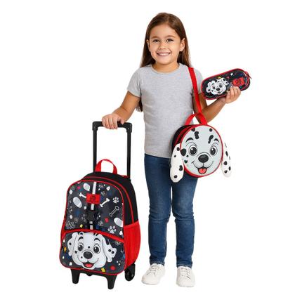 Imagem de Kit Mochila Rodinhas Lancheira Estojo Escolar Cachorro Dog Pet Yepp