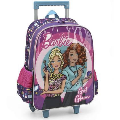 Imagem de Kit Mochila Rodinhas Lancheira Luxcel Barbie Roxo