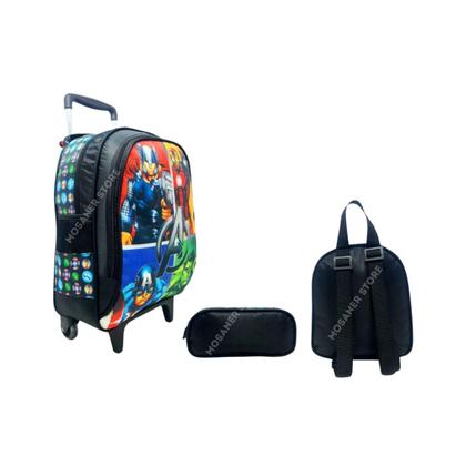 Imagem de Kit Mochila Rodinhas Masculina Infantil Vingadores Completo