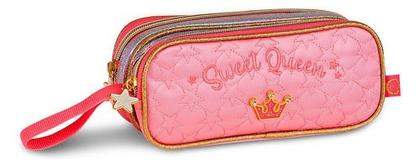 Imagem de Kit Mochila Rodinhas Sweet Queen Princesas Escolar Feminina Juvenil com Lancheira Estojo e Correntinha Pingente Personalizados