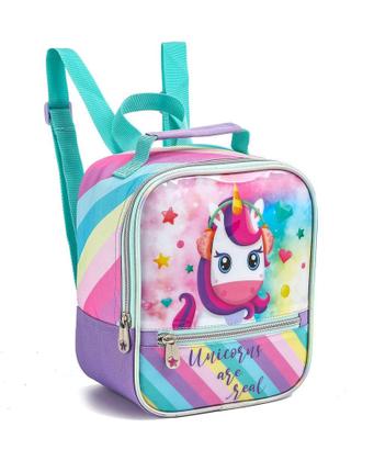 Imagem de Kit Mochila Unicórnio Infantil Com Lancheira Estojo 2023 - Denlex