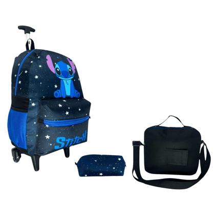 Imagem de Kit Mochila Unissex Rodinhas Infanto Juvenil Lilo Stitch