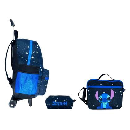Imagem de Kit Mochila Unissex Rodinhas Infanto Juvenil Lilo Stitch