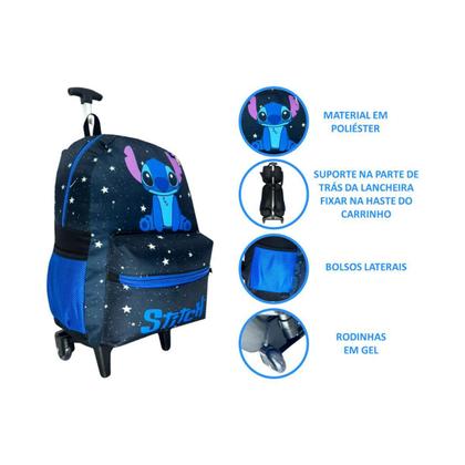 Imagem de Kit Mochila Unissex Rodinhas Infanto Juvenil Lilo Stitch