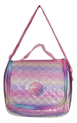 Imagem de Kit Mochila Yeep Glitter Juvenil Notebook Pompom Escolar Top