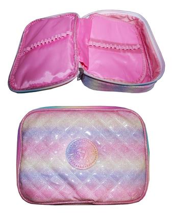 Imagem de Kit Mochila Yeep Glitter Juvenil Notebook Pompom Escolar Top