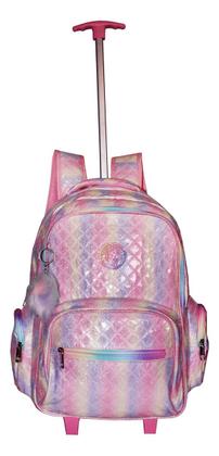 Imagem de Kit Mochila Yeep Glitter Juvenil Notebook Pompom Escolar Top