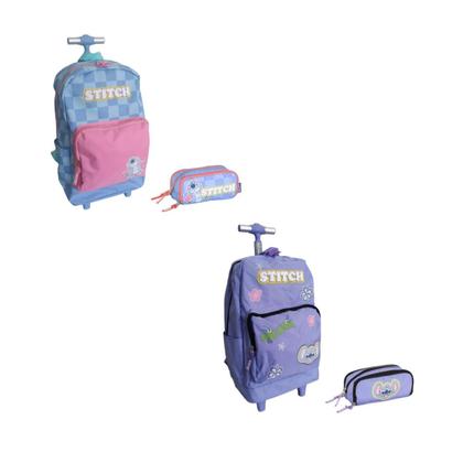 Imagem de Kit Mochilete Com Rodinhas e Estojo Triplo Stitch Luxcel