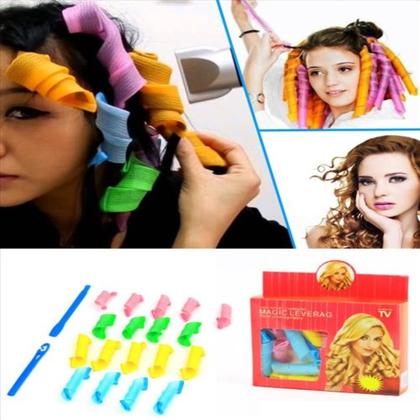 Imagem de Kit modelador de cachos formador bobs magico rolinhos cacheador para cabelo enrolador curl leverag pro