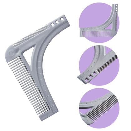 Imagem de Kit Modelador Desenha Barba 1 Regua Pente Alinhador + 1 Navalha Inox Profissional Dompel
