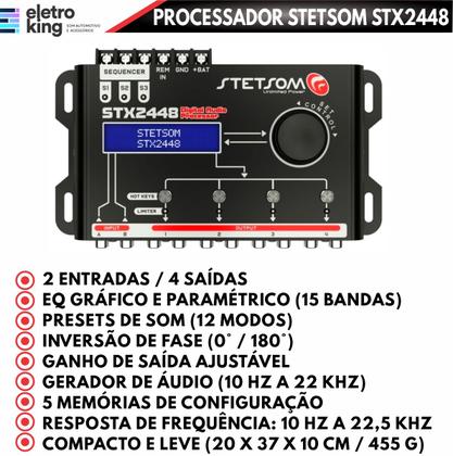 Imagem de Kit Módulo Amplificador Taramps TS800x4 800W e HD3000 3000W 1 Canal 4 Ohms mais Processador Equalizador Stetsom STX2448 4 Vias