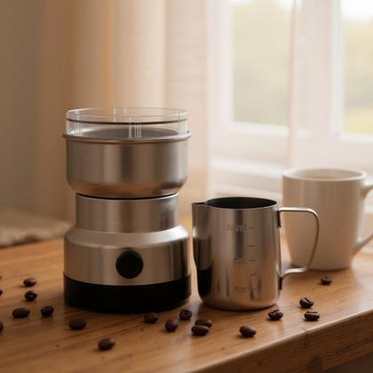 Imagem de Kit Moedor Café Elétrico + Jarra Barista Pitcher Inox 350Ml