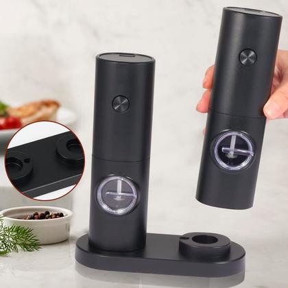 Imagem de Kit Moedor Elétrico Para Moer Grãos Café Pimenta E Sal Grosso Com Ajuste