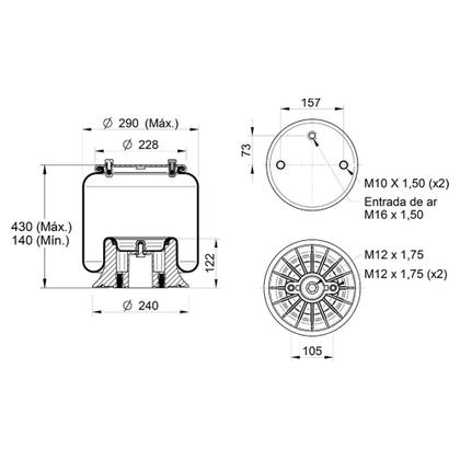 Imagem de Kit Mola Pneumática Suspensor Eixo Scania S4 S5 c/ Base 2 Un