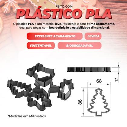 Imagem de Kit Moldes PLA Cortadores Natalinos para Biscoitos Divertidos 5 Formas Temáticas
